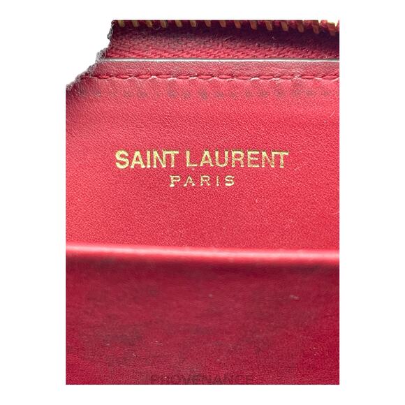 🔴 Saint Laurent Paris SLP Compact Zip Card Wallet - Red Leather - Picture 6 of 7